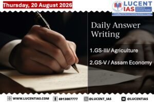 APSC Mains answer writing on PM-KUSUM solar irrigation and sustainable resource-based growth in Assam