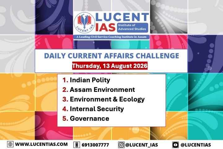 Practice APSC & UPSC Current Affairs MCQs for 13 August 2026 on JPC, Kaziranga National Park, Eco-Sensitive Zones, PRAHAAR and CPGRAMS.